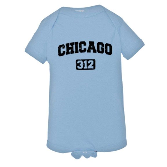 PleaseMeTees™ Baby Chicago 312 Area Code Distressed HQ Jumpsuit