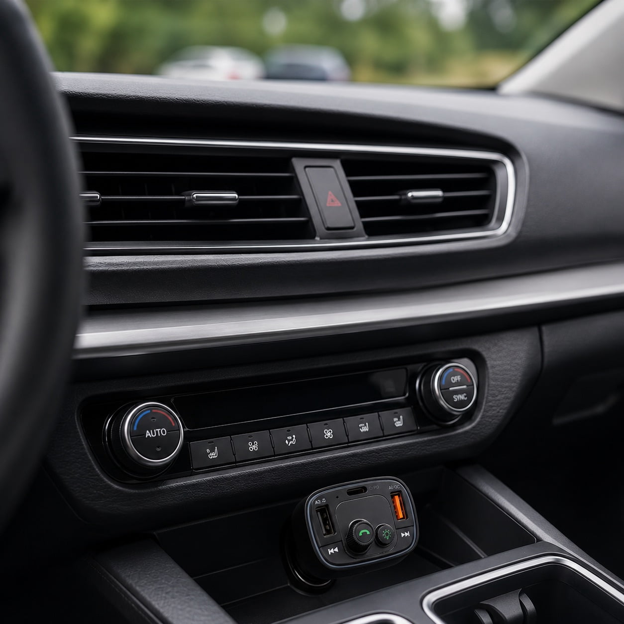 onn 20W/18W Wireless FM Transmitter and Car Charger