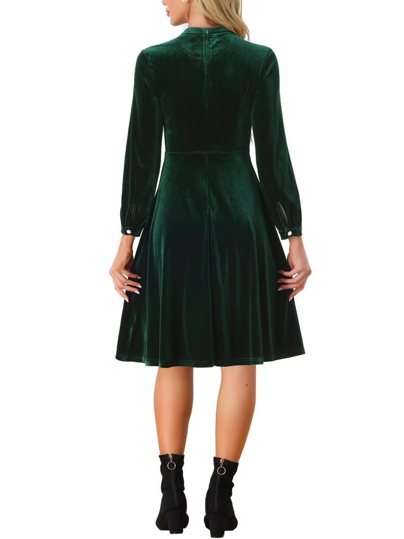 slim fit dress slacks Raven Crepe and Velvet Dress in Dark-Green – Rhea Costa main image 0
