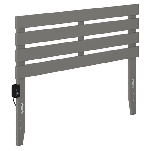 Pemberly Row Tête de Lit Pleine Moderne en Bois Massif avec Chargeur USB, Gris