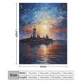thumbnail image 2 of Lighthouse Sunrise Coast Scenery Pale Blue Tan Flannel Blanket Lightweight Blanket for Couch Sofa Bed, Super Soft Cozy Print Warm Blanket, 2 of 8