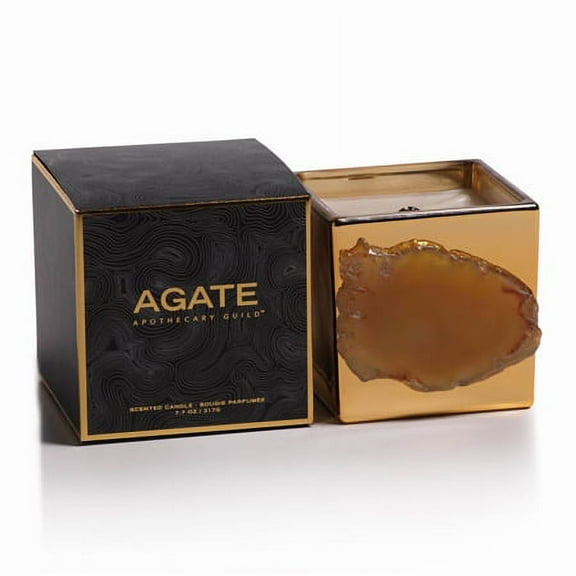 Zodax Apothecary Agate Guild Scented Candle Jar Wood Ash Fragrance 7.7oz