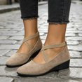thumbnail image 5 of Qaltryn Criss-Cross Elastic Strap Mary Jane Flats for Women Low Wedge Casual Flats Shoes Ballet Style Slip On Dress Shoes for Dance Daily Office, 5 of 8