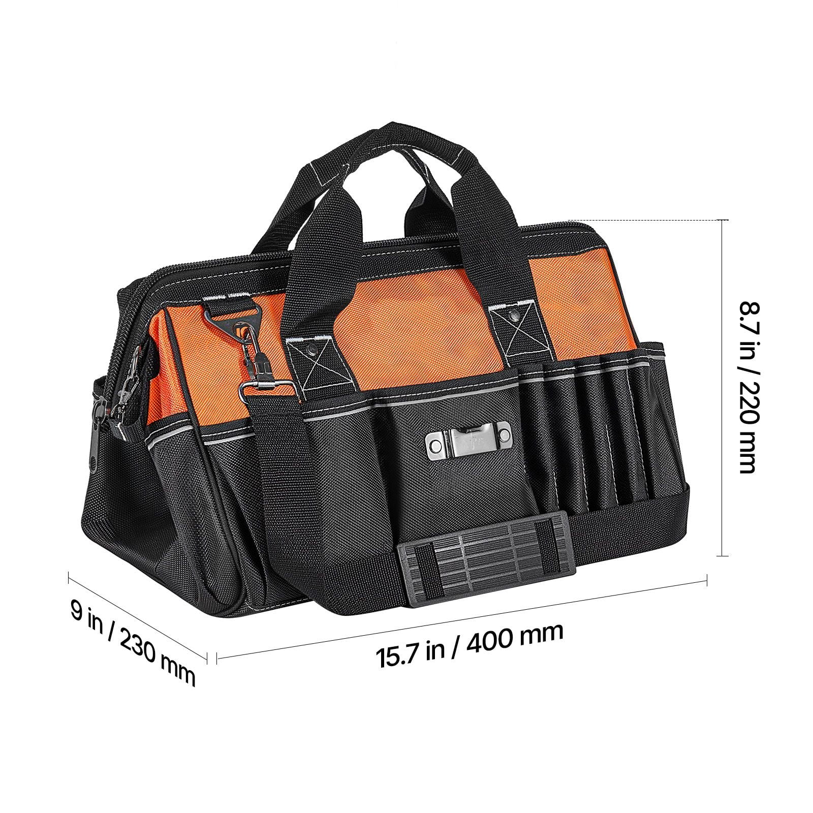 Tool Bag, 15.7 Inch, 33-Pocket Portable Tool Box Organizer Storage, Toolbox with Soft Handle, Large Zipper, Adjustable Shoulder Strap, Carrying Toolbag, for Men Women Dad Husband Fathers Day