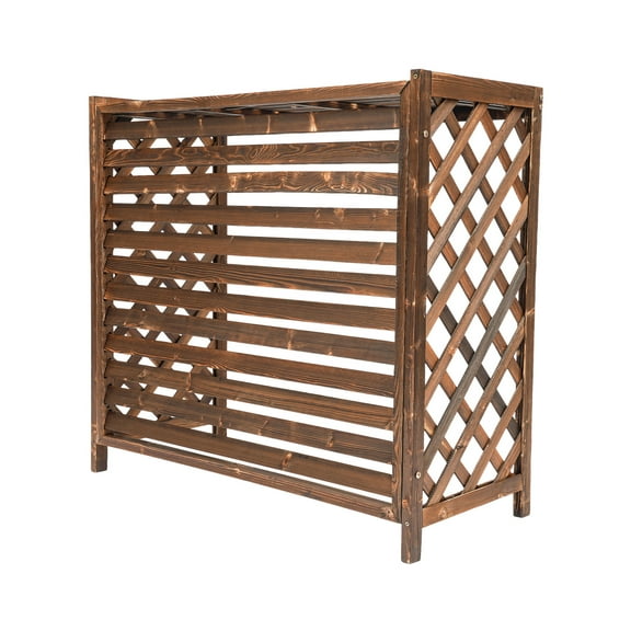 Miumaeov Air Conditioner Fence Screen Outdoor Wooden Rustic AC Covers Unit Fence Cover for Outside to Hide Air Conditioner & Even Trash Cans