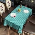 thumbnail image 4 of Turquoise Geometric Quatrefoil Pattern Rectangle Tablecloth 60"x102",Waterproof Polyester Rectangle Table Cloth, Wipeable Spillproof Polyester Tablecloth for Dining, Camping, Indoor and Outdoor, 4 of 6