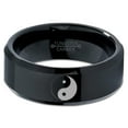 thumbnail image 2 of Tungsten Yin-Yang Band Ring 8mm Men Women Comfort Fit Black Beveled Edge Polished Size 6.5, 2 of 4