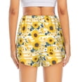 thumbnail image 3 of Picia Striped Sunflower Daisy Pattern Women's 2 in 1 Athletic Running Shorts High Waisted Workout Casual Gym Sweat Shorts with Comfy Liner Zipper Pockets-Small, 3 of 9