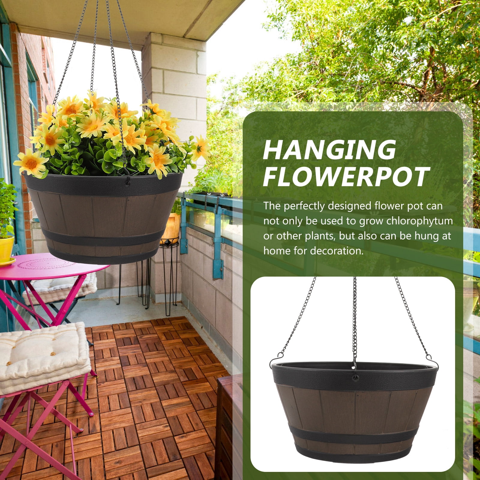 unbranded Balcony Planter Indoor Planter Garden Hanging Plant Pot Balcony Hanging Flower Pot