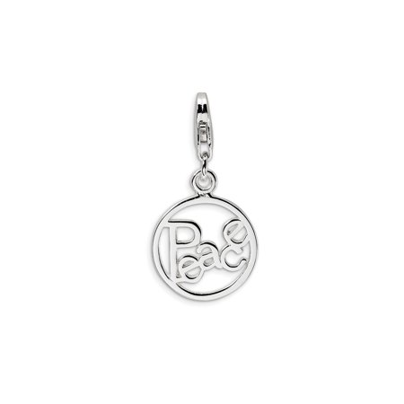 Sterling Silver Peace Pendant Charm with Cutout Word Design Round Symbol for Women or Unisex Lightweight Inspirational Jewelry for Bracelet or Necklace