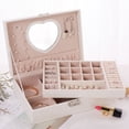 thumbnail image 5 of FNYOXU Jewelry Boxs,Jewelry Box with Lock and Mirror Jewelry Organizer Storage Case with 2-Layers Display for Earrings Bracelets Rings Watches, 5 of 7