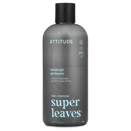 ATTITUDE Super Leaves™  Shower Gel  For Men  Eucalyptus & Sage  14 fl oz (415 ml)