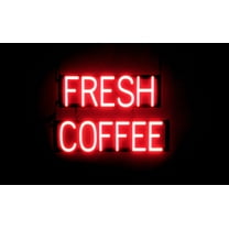 SpellBrite FRESH COFFEE LED Sign for Business. 22.7" x 15.0" Red FRESH COFFEE Sign Has Neon Sign Look With Energy Efficient LED Light Source. Visible from 500  Feet, 8 Animation Settings.