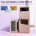 thumbnail image 4 of for Samsung Galaxy Z Flip 3 Detachable Shoulder Strap Wallet Case, with Card Slots & 360-degree Rotation Stand Ring Flip Premium PU Leather Protective Cover Lanyard for Women Girls, Rosegold, 4 of 6