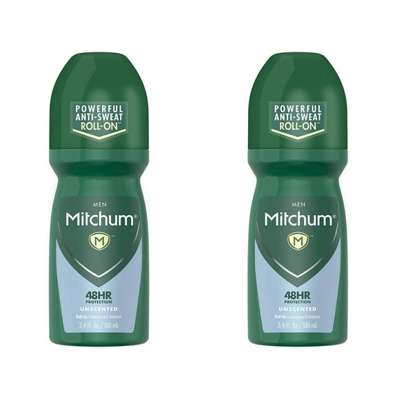 Mitchum Invisible Anti-Perspirant & Deodorant Roll-On, Unscented 3.4 oz (Pack of 2)