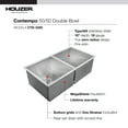 thumbnail image 3 of Houzer Contempo 33 inch Stainless Steel Undermount 50/50 Double Bowl Kitchen Sink with Strainers & Grids - CTD-3350, 3 of 7