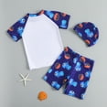 thumbnail image 4 of Utlike Toddler Boys Swimwear Swimsuit 3 Piece Swim Set Short Sleeve Swim Shirt Swim Trunks Rash Guard Bathing Suits Summer Swimsuit For Boys Size 4 Years-5 Years, 4 of 9