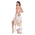 thumbnail image 3 of FORMRS Womens Long Sarong Beach Wrap Semi-Sheer Bikini Skirt Bathing Swimsuit Cover Up, Beige Watercolor Seashells, 3 of 7