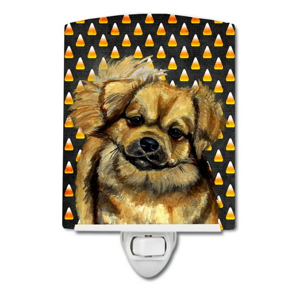 Caroline's Treasures LH9044CNL Tibetan Spaniel Candy Corn Halloween Portrait Ceramic Night Light, 6x4x3", multicolor