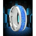 thumbnail image 2 of Metal Masters Mens Tungsten Carbide Wedding Band Dome Ring Blue Green Simulated Opal Inlay 8mm 8.5, 2 of 7