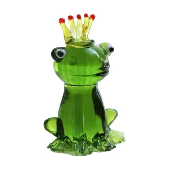 Leatfisat Green Frog With Crown Glass Figurine, Popular Home Decor, Cute Frog Statue For Shelf & Table Accents, Animal Figurine