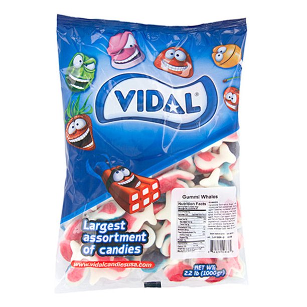 Vidal Red & Blue Gummy Whales JellyFilled Gummi Candy 2.2Lb bulk bag