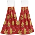 thumbnail image 2 of SKYSONIC 2 PCS Hanging Hand Towels,Christmas Gingerbread Cookies Red Hand Dry Towels for Kitchen & Bathroom,Hanging Towel Set with Hanging Loop, 12"x17", 2 of 6