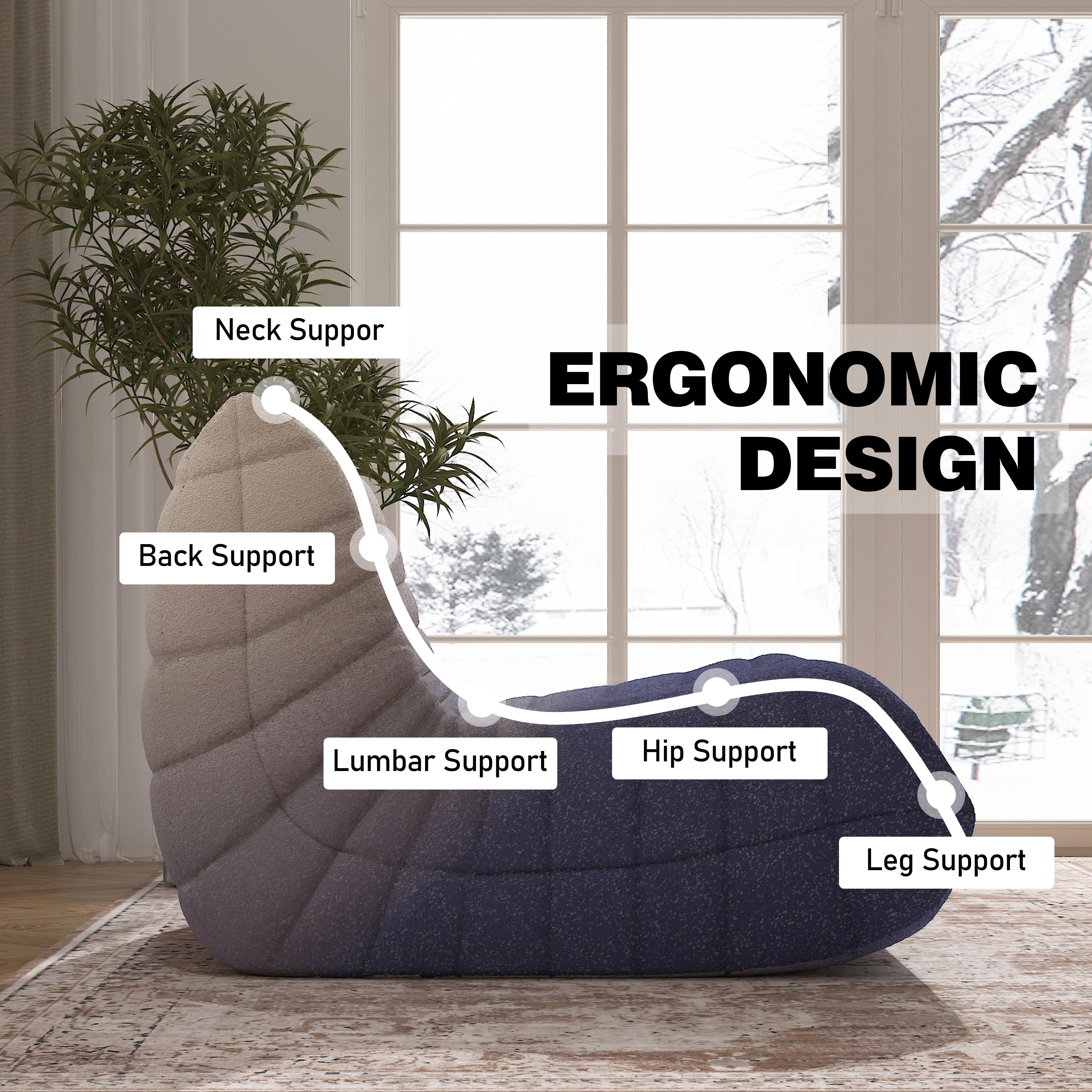 WHGBJA 3 Seaters Oversize Bean Bag Chair,Lazy Floor Togo Sofa Lounger,High-Density Sponges Filling Sofa Comfy Chairs for Adults,Fireside Chair Furniture Gift for Living Room Bedroom, White+Blue