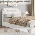 thumbnail image 4 of Twin Size Bed Frame, Wooden Beds with Storage Headboard and Raised-Foodboard Low Platform Bed Bedroom, Sturdy Wooden Slats Support, No Box Spring Needed, White, 4 of 7