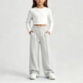 thumbnail image 3 of LIaqionyy Big Girls Sweatpants Kids Joggers Wide Leg Sweat Pants Elastic Waist Casual Pant with Pockets, 3 of 8
