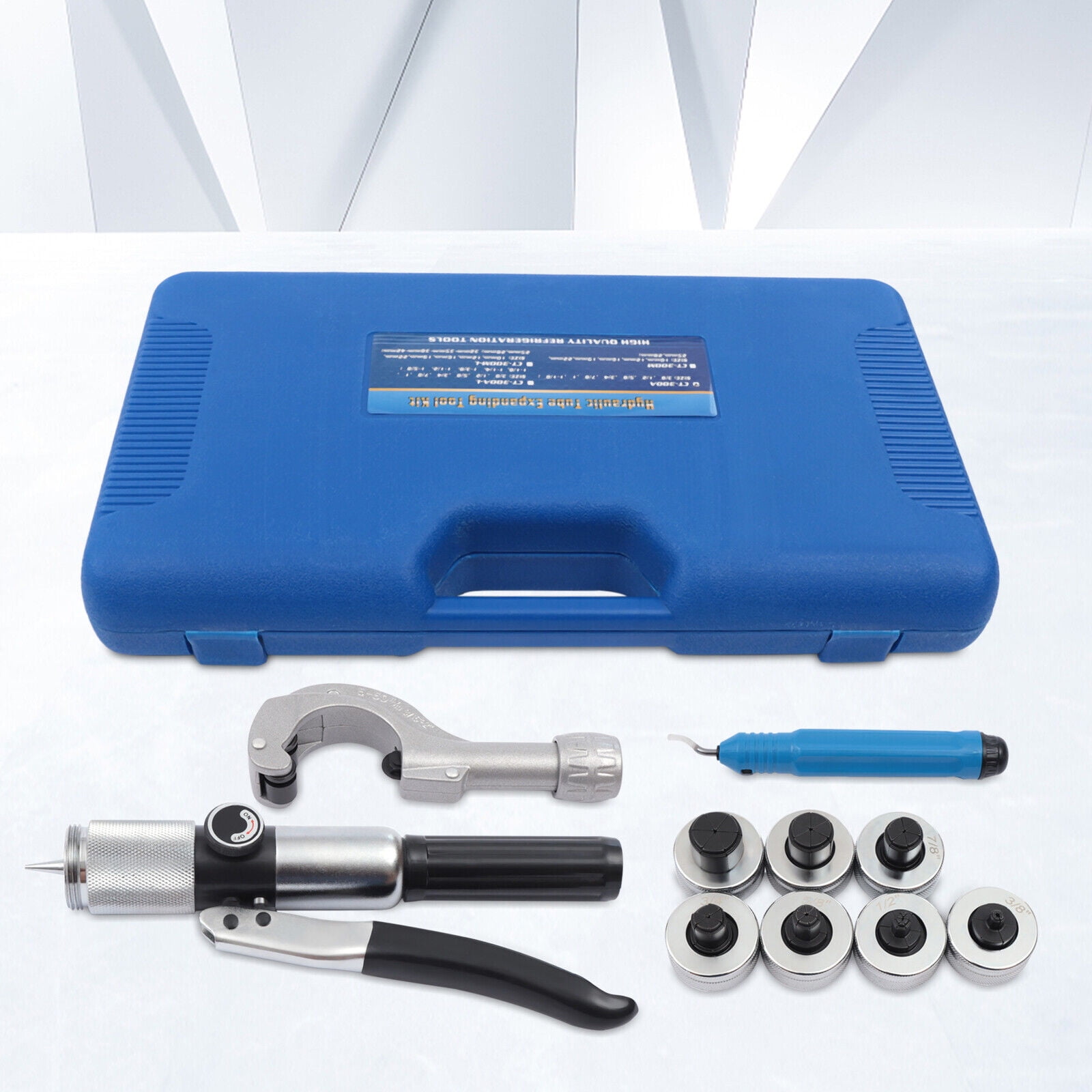 Hydraulic Expander Kit HVAC for Copper Tube Expander Tool W/3/8"-1-1/8"Head for Air Conditioning Areas