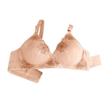 Plus Size Push up Bras for Women Padded Bra Feature V-Neck Demi & Balconette Bra Style W-843 Hook and Eye Closure Padded Sports Bras Beige L