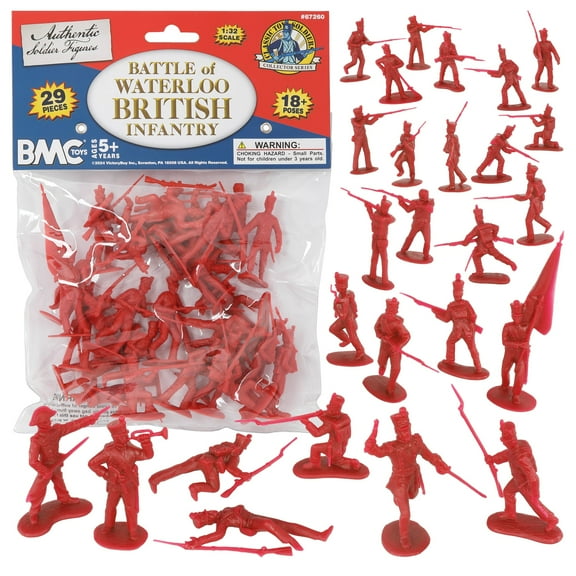 BMC CTS Battle of Waterloo British Infantry - 29pc Red Napoleonic War Figure Set