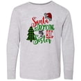 thumbnail image 3 of Inktastic Santa is Promoting Me to Big Sister Green Plaid Tree Long Sleeve Youth T-Shirt, 3 of 5