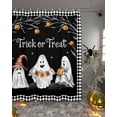 thumbnail image 2 of Shower Curtains for Bathroom-72"x96",Halloween Ghost Pumpkin Witch Hat Waterproof Bath Curtain Grommet Shower Curtain Set with Hooks,Black Checker Dead Trees Washable Bath Accessories, 2 of 9