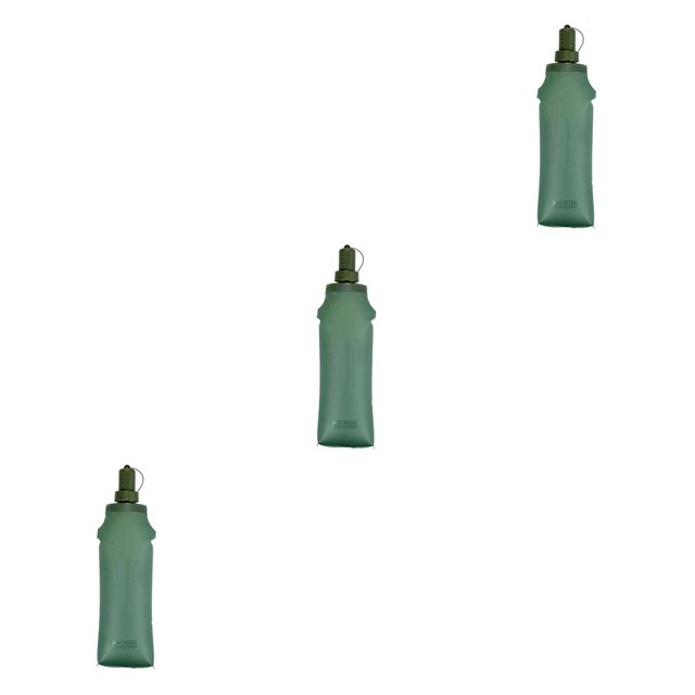 Eigraketly Botella de agua portátil recargable plegable bolsa de boca ancha senderismo ciclismo montañismo botellas contenedor verde 500ml Type1 NO1