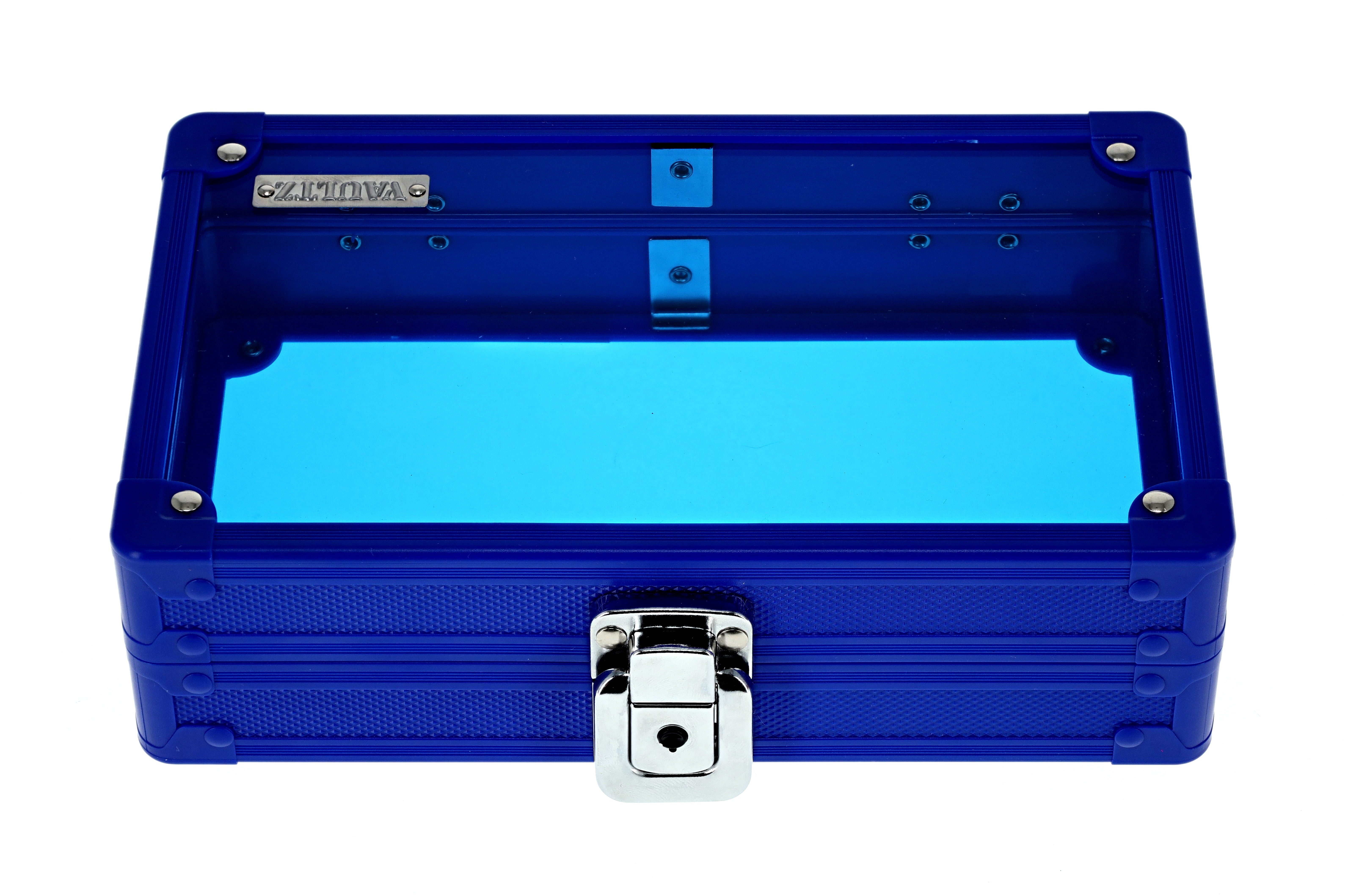 Vaultz Locking Pencil Box Blue Acrylic with Key Lock for Elementary School Supplies, New, VZ06118