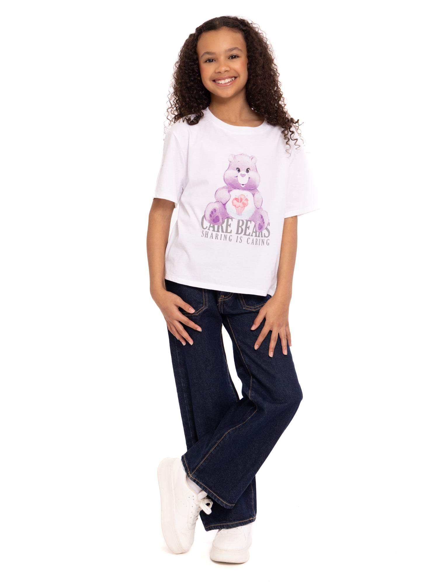 Care Bears Girls Embellished Graphic Tee with Short Sleeves, Sizes 4-16