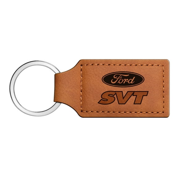 iPick Image for Ford SVT Rectangular Brown Leather Key Chain, Official Licensed