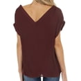 thumbnail image 2 of Camisetas negras de manga corta con cuello en V, Tops holgados, ropa de calle informal, camisetas de Color sólido 2021, 2 of 4