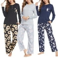 thumbnail image 6 of Xmarks Women's Pajamas Set Long Sleeve Sleepwear Top with Floral Printed Pants 2 Pieces Cozy Loungewear Pj Set, S-2XL, 6 of 6