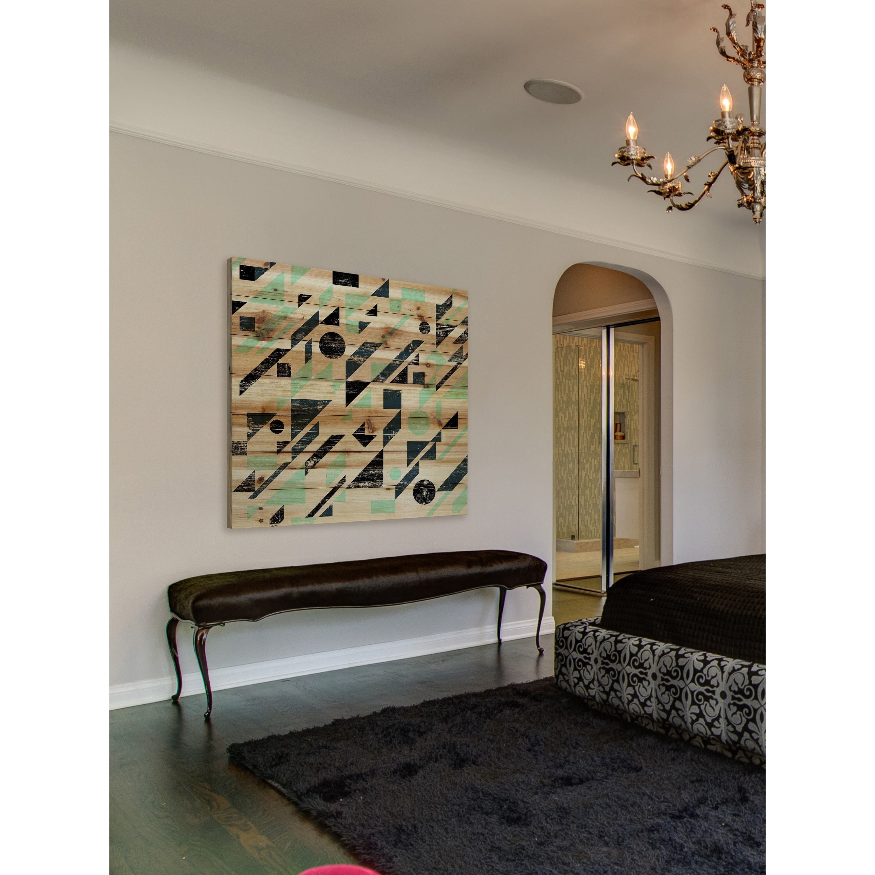 Marmont Hill - "Maze To Circles" Painting Art Print On Natural Pine Wood, 40.0" x 1.5"