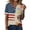 Light Blue, variant on Youpwaven Women's Independence Day V-Neck Top, Patriotic 250th Anniversary American Flag Shirt, Floral Butterfly 4th of July Graphic Tee, Short Sleeve Henley Button Up Summer Apparel