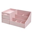 thumbnail image 1 of Organizador de escritorio de maquillaje, caja de almacenamiento de cosméticos con cajón, tocador elegante y elegante, almacenamiento de encimera para cosméticos, se adapta a brochas, sombras de ojos, lociones, pintalabios, joyas y esmalte de uñas, 1 of 5