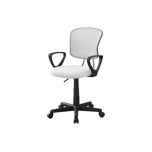 Office Chair, Adjustable Height, Swivel, Ergonomic, Armrests, Computer Desk, Work, Juvenile, White Mesh, Black Metal, Contemporary, Modern