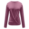 thumbnail image 6 of XFLWAM Womens Fall Long Sleeve Casual Tunic Tops Crew Neck T Shirts Loose Fit Front Twist Knot Blouse Purple S, 6 of 7