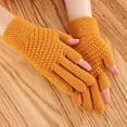 thumbnail image 1 of Womens Winter Screen Knit Warm Lining Three Finger Double Touchable Screen Sms Fingertip Design Mittens, 1 of 1