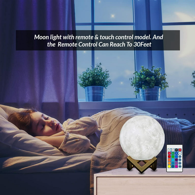  Mydethun 3D Moon Lamp with 5.9 Inch Wooden Base - Gifts for  Women, LED Night Light, Mood Lighting with Touch Control Brightness for  Home Décor, Bedroom, Kids Birthday Moon Light Gift 