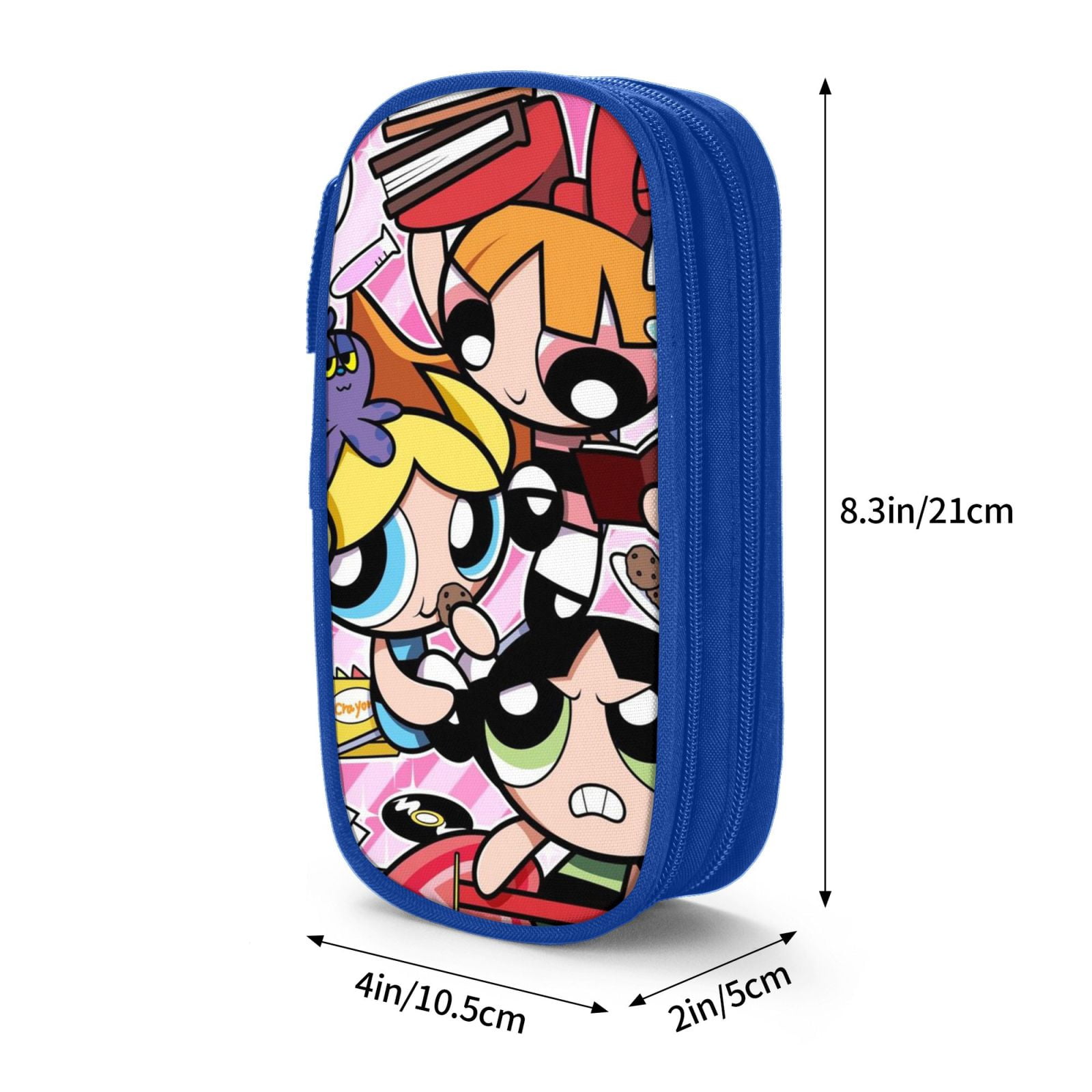 The Powerpuff Gi-rls Pencil Case Large Capacity Pencil Pouch Pen Bag Office Stationery Organizer Travel Makeup Bag Blue