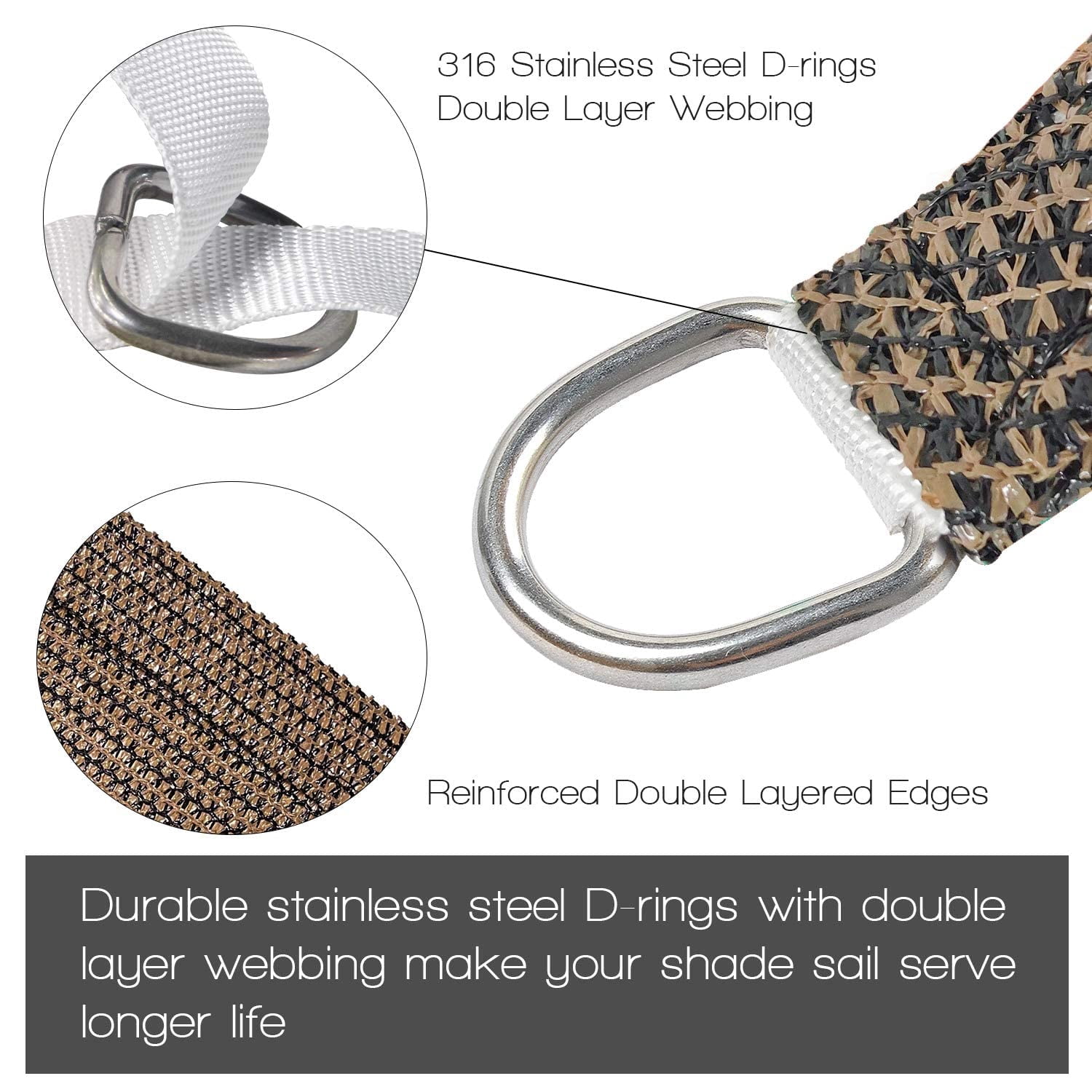 Outdoor Sunshade Sail Canvas Canopies & Privacy Screens Shading for Patio Garden Backyard, 10'x10'x14'